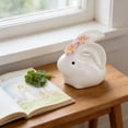 thumbnail image 6 of MORESEC Easter Ceramic Rabbit Figurine with Floral Necklace, White Glazed Porcelain Bunny Statue for Home Decor, Tea Room Table Centerpiece Shelf Mantel Ornament, Spring Holiday Decoration Gift, 6 of 9