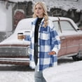 thumbnail image 2 of Pyhlmscde Women's Casual Flannel Plaid Shacket Long Sleeve Lapel Button Long Fleece Jackets with Pockets, Womens Tops, Womens Fall Clothes, Fleece Jacket Women, 2 of 5