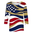 thumbnail image 5 of Xdegoge 4th of July Vintage American Flag Graphic T Shirt for Women Three Quarter Sleeve Crewneck Casual Fit Red White and Blue Independence Day Summer Shirts Tops, 5 of 5