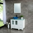 thumbnail image 2 of Wonline 36" White Bathroom Vanity Cabinet Round Vessel Blue Sink Glass Countertop/Mirror, 2 of 6