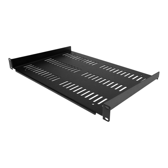 StarTech.com 1U Vented Server Rack Cabinet Shelf, 12in Deep Fixed Cantilever Tray, Rackmount Shelf for 19" AV/Data/Network Equipment Enclosure w/ Cage Nuts & Screws, 55lbs Weight Capacity - 1U Network Rack Shelf - Rack shelf - black - 1U - 19"