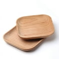 thumbnail image 6 of Wood Plates Wooden Serving Plate Simple Retro Square Tray Household Coaster Easy Cleaning and Lightweight for Dishes Snack Dessert Fruit 5.04*5.04", 6 of 7