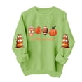 thumbnail image 4 of KEGIRLOM Oversized Halloween Thanksgiving Crewneck Sweatshirt, Pumpkin Fall Graphic Sleeve Print, Spooky Season Casual Outfit Green Pullover, 4 of 5