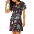 thumbnail image 2 of Honeii Merry Christmas Print Women's Loose Short Sleeve Nightgown, Soft Cotton Sleepwear, Comfy Loose Fit Pajama Dress for Sleep and Lounge, 2 of 6