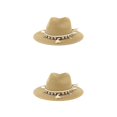 thumbnail image 1 of Minnieouse Sombrero de vaquero de paja para hombre, gorras de playa, Protector de sombrilla, cabeza elegante, sombreros de protección solar de Caqui 2piezas, 1 of 6