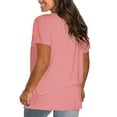 thumbnail image 4 of Zpanxa Plus Size Tops for Women Fashion Plus-Size Solid O-Neck Loose Short Sleeve T-shirt Pullover Tops Womens Short Sleeve Tops Pink 4XL, 4 of 4