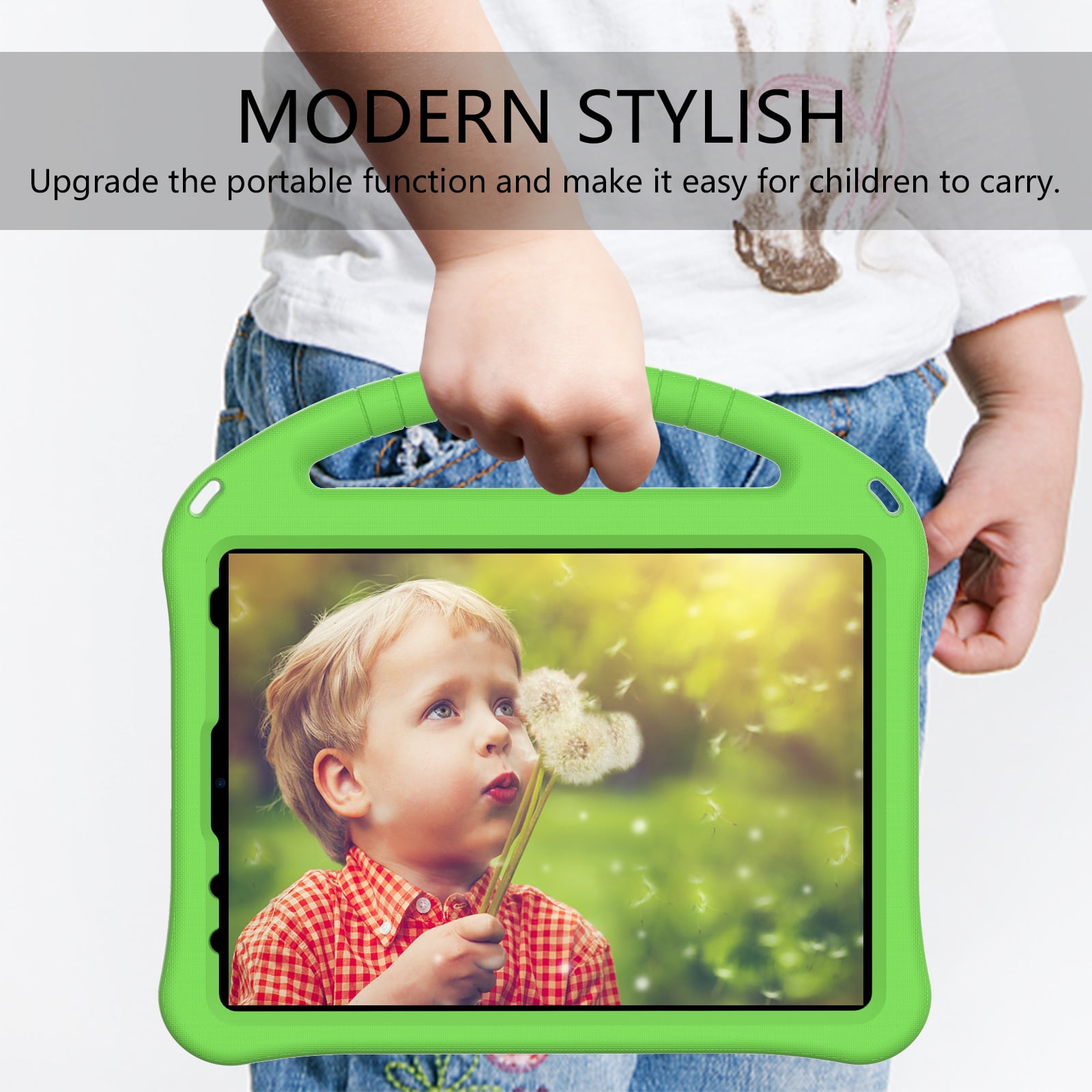 Cowithday Kids Case for Apple iPad 10th Generation  iPad 10.9 inch 2022 with Kickstand/Handle Stand/Pencil Holder [Screen Protector] Lightweight Soft EVA Foam Shockproof Silicone Cover Boy Girl, Green