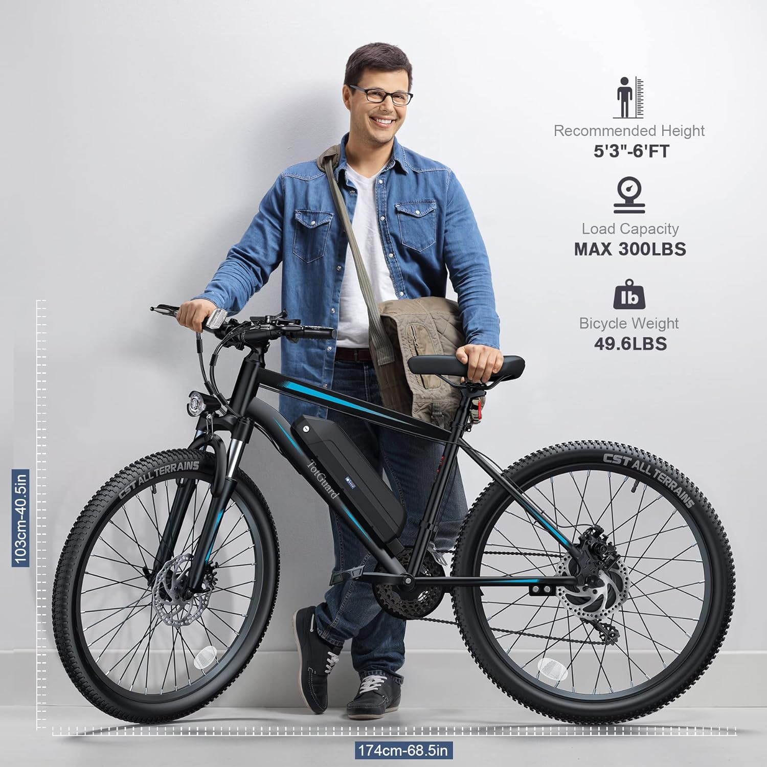 TotGuard 27.5" Electric Bike for Adults 500W Ebike, Adult Electric Bicycles Electric Mountain Bike with 48V 10Ah Removable Lithium Battery,Shimano 21S Gears,Lockable Suspension Fork UL2849