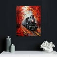 thumbnail image 4 of YIKUMA  Train Canvas Wall Art Old Steam Train Paintings Autumn Red Forest Painting Artwork Modern Home Living Room Bedroom Decor 12x16 in, 4 of 4
