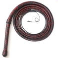 thumbnail image 1 of Látigo Bullwhip de 16 pies, 16 trenzas, de cuero de canguro, para equitación y práctica de chasquido, flexible, con vientre y refuerzo interior de cuero, rojo y negro para deportes al aire libre, 1 of 7