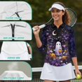 thumbnail image 6 of Aplkyhs Ghost Flower Women Sport Cloth Athletic 3/4 Sleeve Shirts Halloween Soft and Comfortable with Collar Shirt Fit Plain Machine Washable for Golf,Tennis,Hiking,Running,Gym, 6 of 7