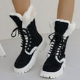 thumbnail image 5 of Mepaouo Fashion Platform Mid Calf Boots for Women Lace up Fleeced Winter Warm Outdoor Shoes(Black,8), 5 of 8