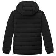 Wantdo Big Boys Insulated Winter Jacket Lightweight Packable Quilted Coat with Hood Black 14-16