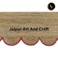 thumbnail image 4 of Jaipur Art And Craft Scalloped Hand Braided Beige Pink Border Runner Jute Area Rug (2.6x10 Sq ft), 4 of 7