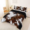 thumbnail image 3 of Manfei Vintage Cow Spot Queen Comforter Set 3 Pieces,Abstract Animal Spot Comforter Sets Queen,Brown White,1 Comforter and 2 Pillowcases,Reversible, 3 of 5
