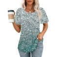 thumbnail image 2 of Tops de Ajuste Suelto para las Mujeres de Manga Corta Cuello Redondo Color Sólido, Estante de Imitación de Moda Casual, 2 of 6