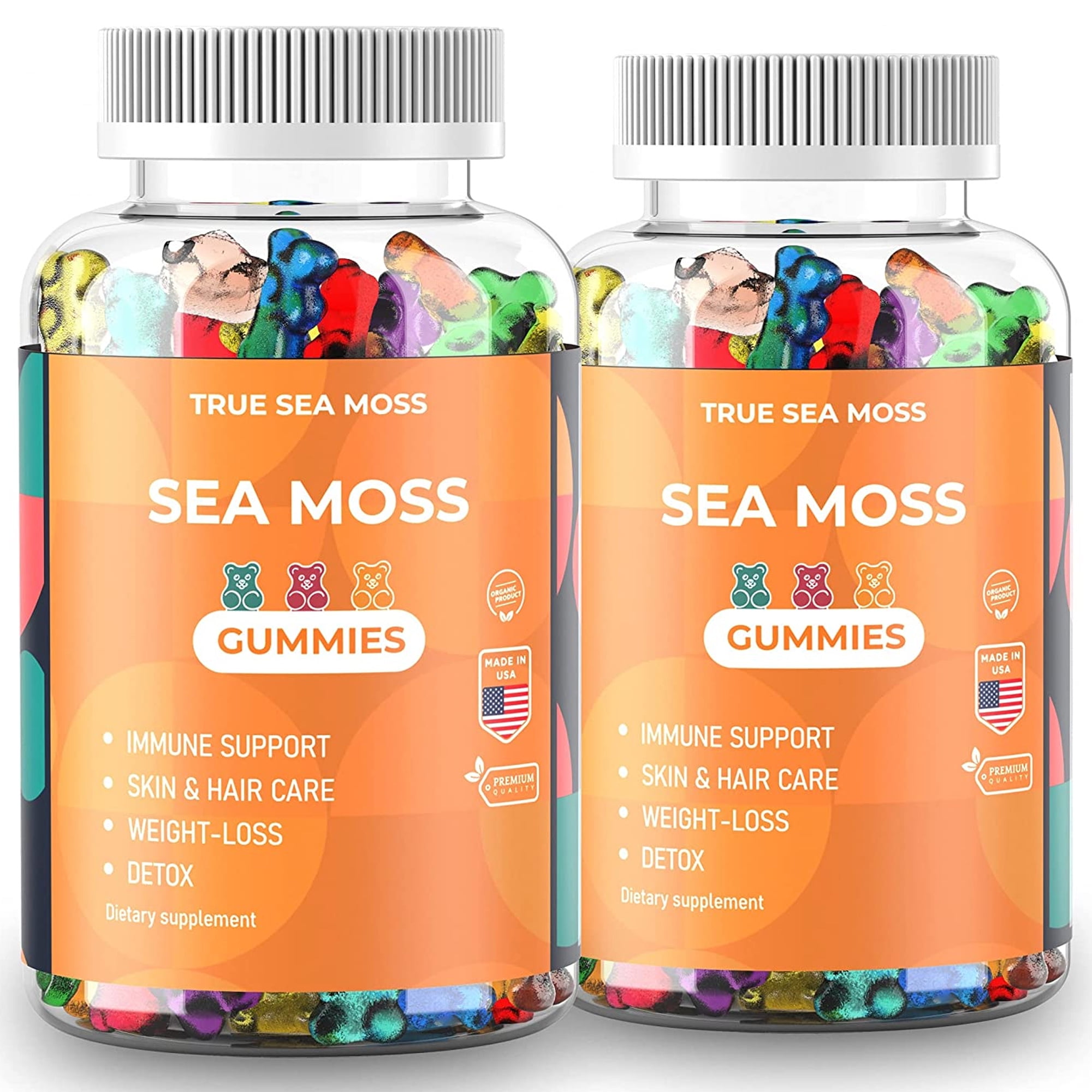TrueSeaMoss Organic Sea Moss Gummies – Contains Irish Sea Moss + Burdock  Root + Bladderwrack – 60 Gummies for Stronger Immune, Healthier Skin & Hair,  Detox – Great for Kids & Adults,