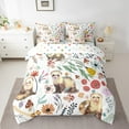 thumbnail image 2 of Kawaii Ferret Comforter Set 7 Piece Bed in a Bag Twin,Mushroom Floral Cartoon Animal Bedding Sets Watercolor Flowers Leaves Sheet Set with Comforter, 2 of 5