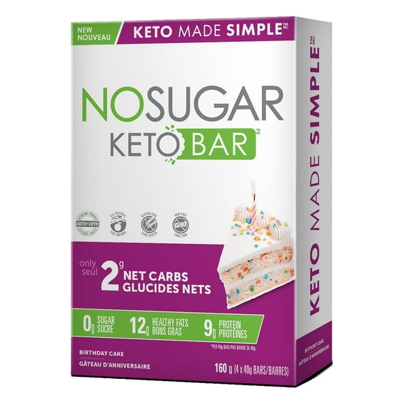 No Sugar Barre Céto Gâteau d'anniversaire 160g 4 x 40 g