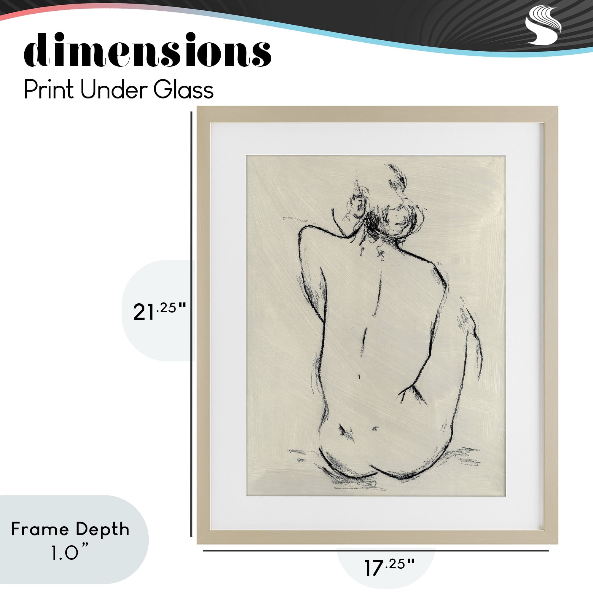 Stupell Industries Nude Sitting Study Birch Framed Print Under Glass, design by Chloe Elliot