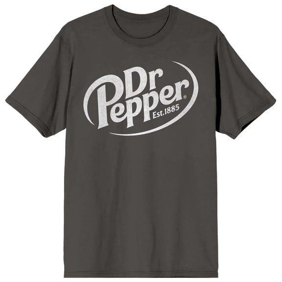 Dr Pepper White Logo Adult Pepper Black Crew Neck Short Sleeve T-shirt-Large