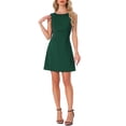 thumbnail image 1 of Vestido sin mangas de verano para mujer Inspire Chic, con escote barco, espalda descubierta, corte A, mini vestido XL verde, 1 of 6