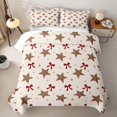 thumbnail image 2 of Manfei Cute Cartoon Stars Twin Quilt Set,Kawaii Bowtie Twin Coverlet Set,Cream Red Brown,Polkadot Reversible,2 Pieces,1 Bedspread and 1 Pillowcase, 2 of 7