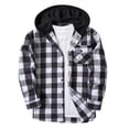 thumbnail image 4 of Boys Girls Flannel Shirt Classic Plaid Hoodie Shacket Long Sleeve Button Down Jacket Uniform Checked Coat 2026 Hooded Outwear, 4 of 6