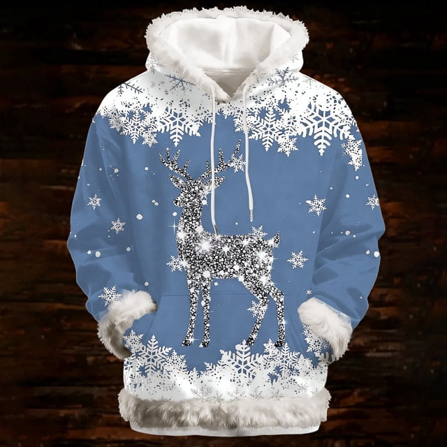MHFRRA Chandail à Capuchon pour Femmes Mode Chandail à Capuchon à Enfiler Doublé Douillet Chandail à Imprimé Décontracté Doux Chaud Hiver Vacances Graphique Haut à Capuche TP
