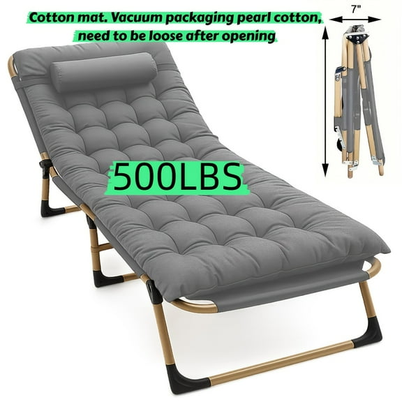 600/ 500/ 400lbs Load Bearing Outdoor Folding Chair Portable Camping Chair Adult Recliner Adjustable Backrest Thickened Headrest 1200D Oxford Cloth Tear-resistant Super Stable X-shaped