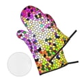 thumbnail image 2 of Oven Mitts and Pot Holders 4 Piece, Colorful Tie Dye Stained Glass A High Heat Slip Resistant Oven Mitt and Trivets Set Kitchen Oven Glove Pot Holders for Cooking Baking Grilling, 2 of 7