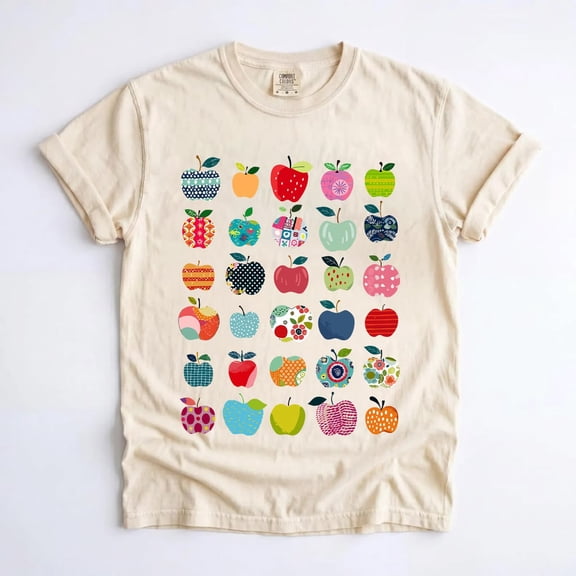 Teacher Apple T-Shirt, Retro Back to School Graphic, Cotton Tee