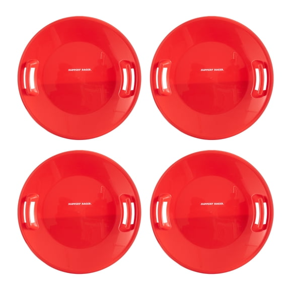 Slippery Racer Downhill Pro Traîneau de Neige à Disque Soucoupe pour Adultes/enfants, Rouge (Lot de 4)