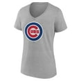 thumbnail image 2 of Women's Gray Chicago Cubs Official Logo V-Neck T-Shirt, 2 of 3