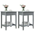 thumbnail image 1 of Gymax Table de Chevet 2 Pcs Table d'Appoint de Canapé Bout de Canapé Chambre Salon avec Tablette Tiroir Gris, 1 of 10