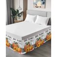 thumbnail image 4 of Give Thanks Yall Bed Skirt Queen Size 18 Inch Drop, Orange Pumpkins Sunflower Black Checkered Wrap Around Dust Ruffle Bedskirts, Wrinkle & Fade Resistant Easy Fit Bedskirt with Adjustable Elastic, 4 of 8