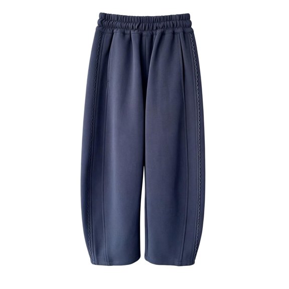 ZIXKCGDSE Pants for Girls Lightweight Elastic Waist Wide Leg Pants Loose Straight Trousers Size 8-9 Years