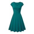 thumbnail image 3 of WILLBEST Vestidos Mono Informal De Manga Corta Con Cuello En V Y Color Liso Para Mujer, Falda Corta Con Vuelo Grande, Falda Informal De Verano, 3 of 3