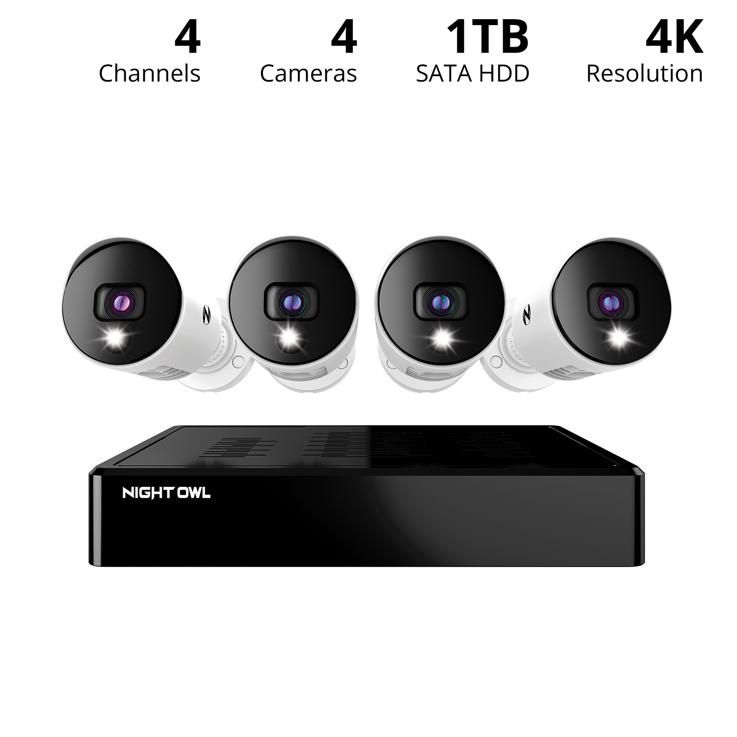 Night Owl Bluetooth 4 Channel 4K Wired DVR, 4 Wired Light Cameras & 1TB HDD - image 2 of 10