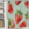 thumbnail image 6 of Awypu Watercolor Illustration of Strawberries on a Light Green Background Shower Curtain Set White, 6 of 7