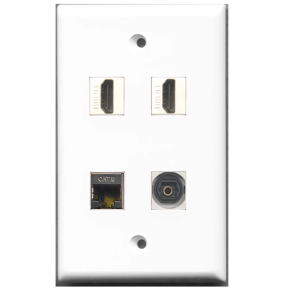 Ultra Spec Cables 2 Port HDMI 1 Port Shielded Cat6 Ethernet 1 Port Toslink Wall Plate