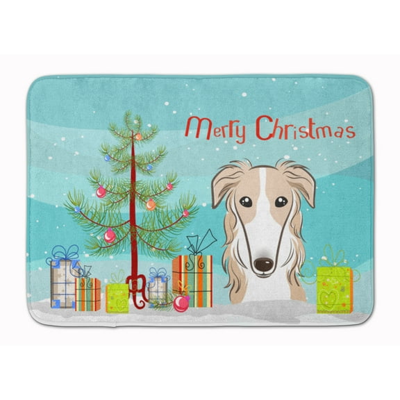 Carolines Treasures BB1600RUG Christmas Tree and Borzoi Machine Washable Memory Foam Mat 19 X 27" multicolor
