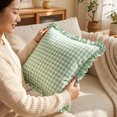 thumbnail image 7 of Leodye 1PCS Plaid Throw Pillow Cover, Checkered Cushion Case with Fringe for Sofa, Couch and Bed Home Interior Decoration -17.7*17.7IN, 7 of 7