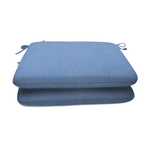 Casual Cushion Outdoor Chair Cushion, Sunbrella Fade & Water Resistant for Patio Dining Chairs, Kitchen & Porch Benches, 18"W x 18"D, 2" thick, Reversible, Cast Ocean