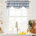 thumbnail image 4 of Tie Up Valances for Windows, Navy Blue Gray Striped Adjustable Valance Curtains Window Treatment for Living Room, Farmhouse Stripes Modern Abstract Art Rod Pocket Kitchen Curtains 42x18 Inch, 4 of 9