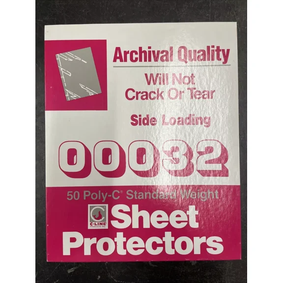 Box Of C-Line Clear Poly Side Load Sheet Protector Letter 8.50" X 11" 3 X Holes
