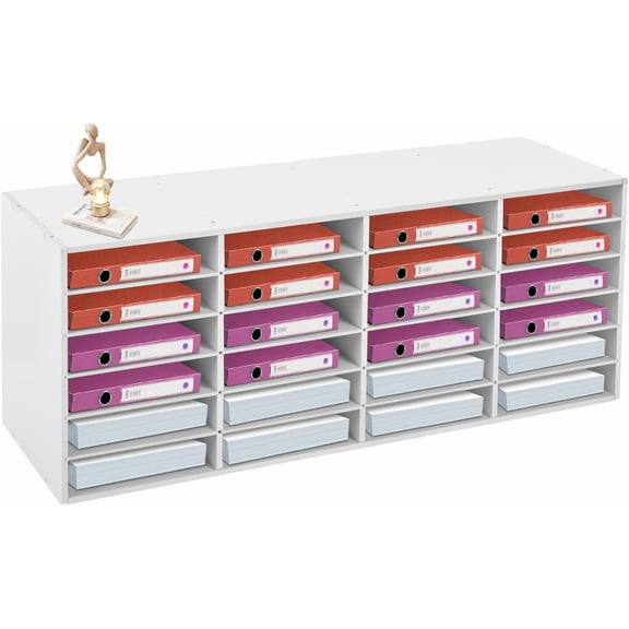 24 Slots Paper Mail Organizer, Literature Organizer for Classroom, Desktop File Sorter for Office, Mail Center Paper Storage for Home & Office Mailbox School Classroom Keepers (White)