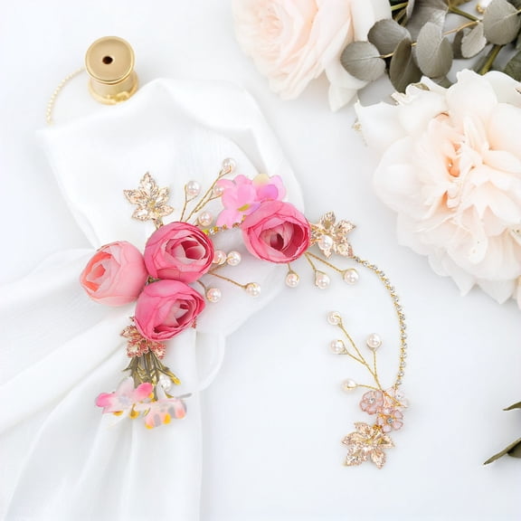 LOLIPPYY 4Pcs Fabric Rose Flower Hairpin Wedding Hair Clips U Shaped Bridal Accessories