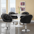 thumbnail image 2 of Renwick Height Adjustable Modern Upholstered Round Tufted Back Chair, Black, 2 of 9