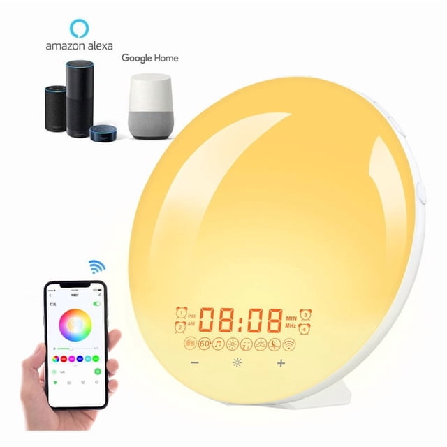Despertador Wifi, aplicación inteligente, luz de despertador Alexa/Google Home